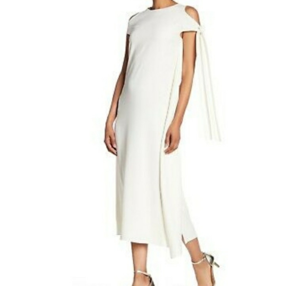 Helmet Lang Crepe Cold Shoulder Tie-Sleeve Dre